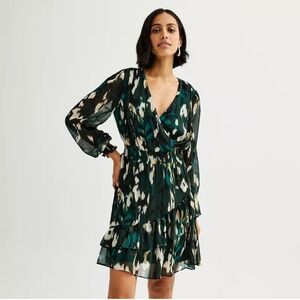 Harper Rose Tie Dye Long Sleeve Ruffle Flounce Patterned Dress